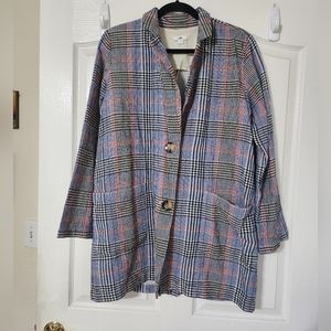 J. Jill Plaid Harper Oversized Pocketed Blazer